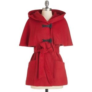 ModCloth Red Cape Coat Quaint That Something